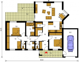 Mirror image | Floor plan of ground floor - BUNGALOW 129